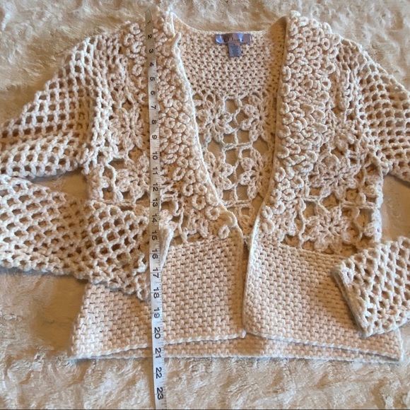 Nine & Co Vtg Beige Small Crochet Granny Knit - Picture 6 of 6